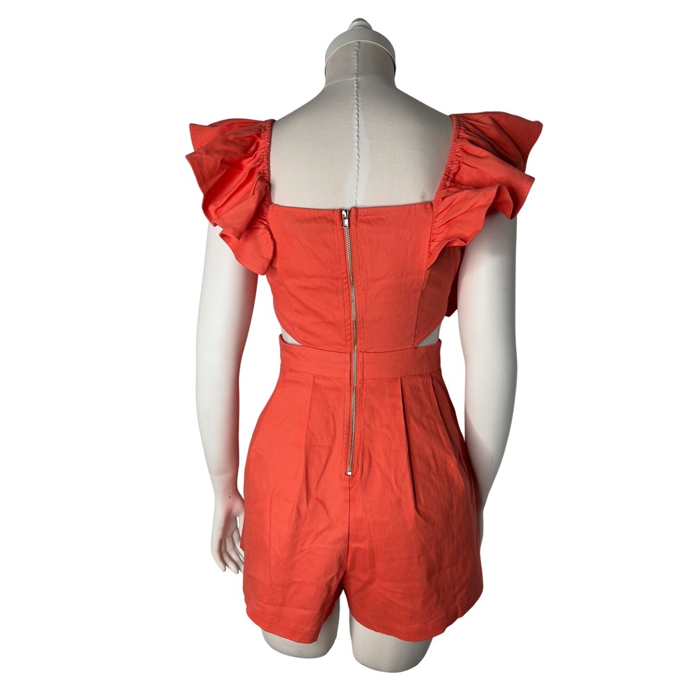 Flying Tomato Orange Ruffle Cut-Out Romper IP7584DG Small Summer Festival - Picture 3 of 16